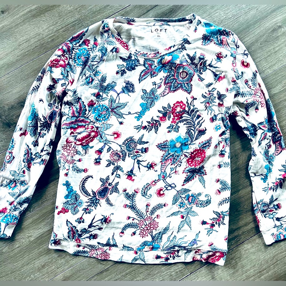 LOFT Cotton Nouveau Garden Sweatshirt Top XL